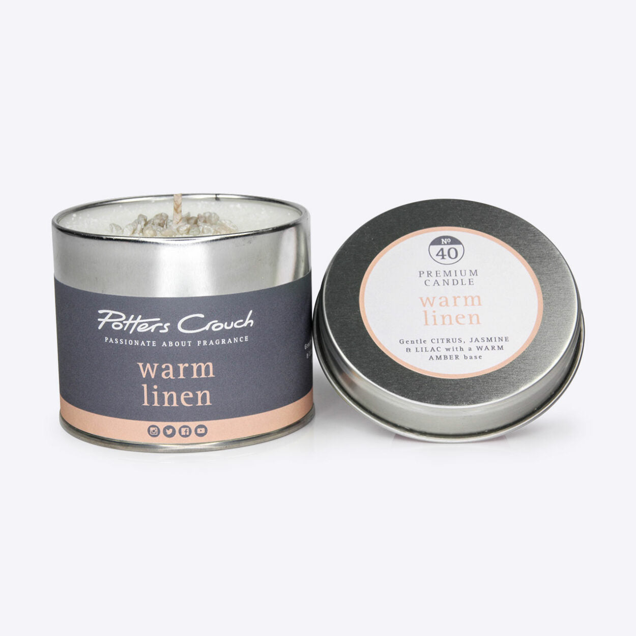 Potters Crouch Warm Linen Scented Candle in a Tin