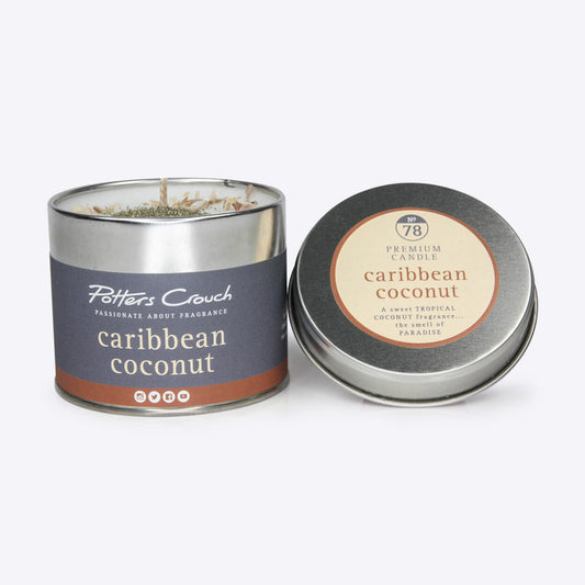 Potters Crouch Caribbean Coconut Scented Candle in a Tin