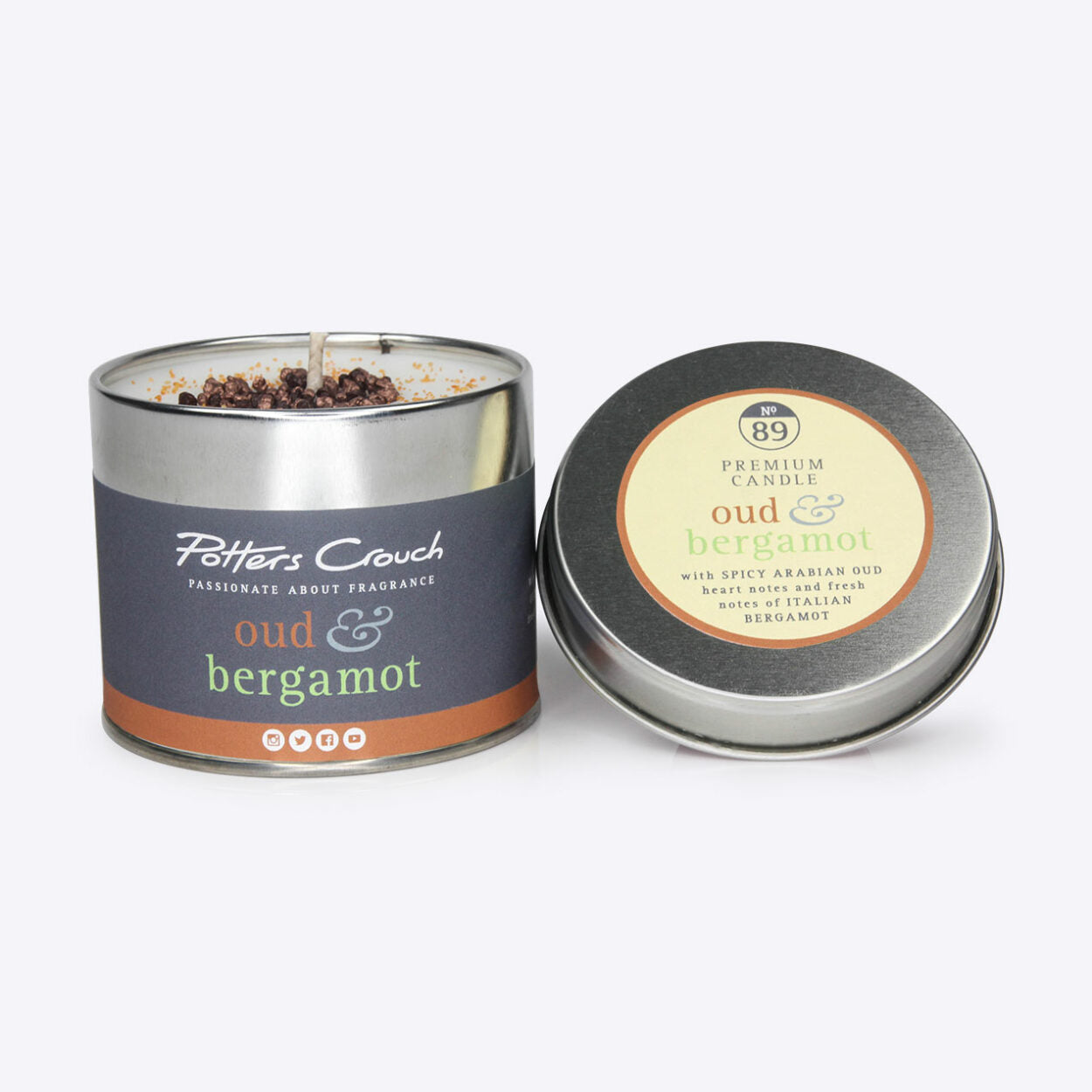 Potters Crouch Oud & Bergamot Scented Candle in a Tin